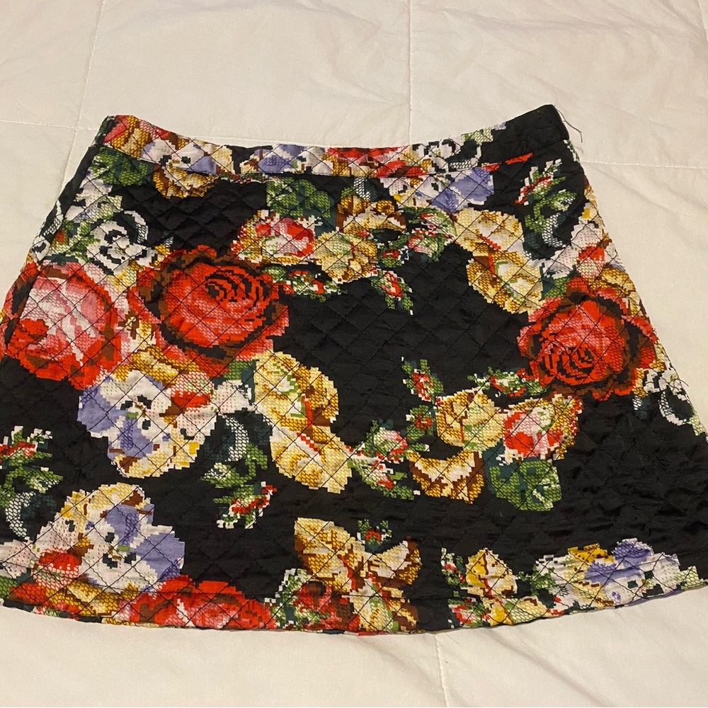 Forever 21 Black Floral Mini Skirt